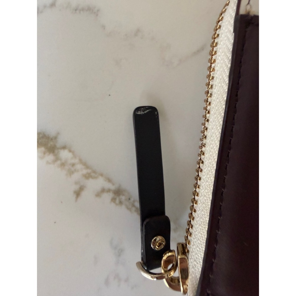 Kate Spade New York Bow Zip Around Continental Wallet Cream Brown Black Leather - Picture 11 of 14